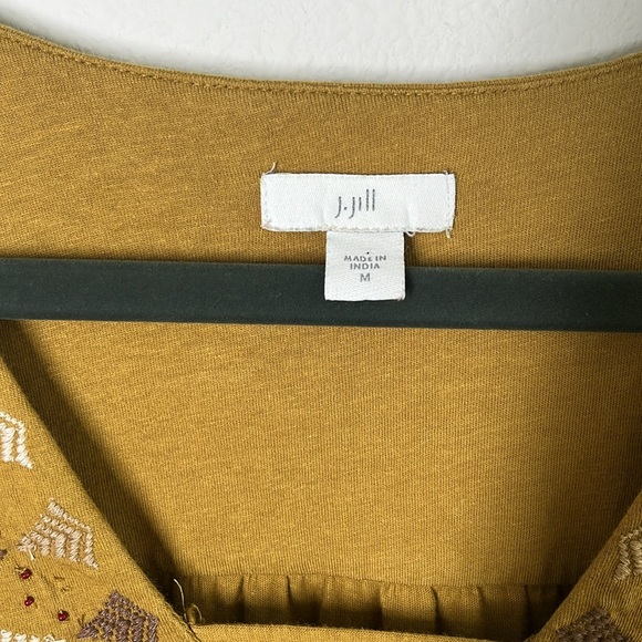 J. Jill Embroidered Boho Tunic Top Size M Cotton Tencel Blend - Picture 6 of 10